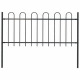 ZNTS Garden Fence with Hoop Top Steel 1.8 m Black 144929