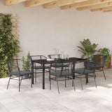 Garden Dining Set 7 pcs Black Poly Rattan 3380908