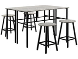 6-Piece Bar Table Set, 2 Breakfast Tables with 4 Stools, Counter Height Dining Tables & Chairs for T3398P344776