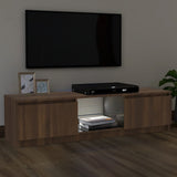 TV Cabinet with LED Lights Brown Oak 120x30x36 cm 815710