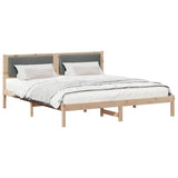 Bed Frame with Headboard Dark Grey 200 x 200 cm Solid Pine Wood 3394229