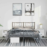 Metal Bed Frame without Mattress with Footboard Black 150x200cm 355483