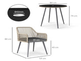 4 Seater Rattan Dining Set, Rattan Garden Furniture Set with Parasol Hole, Cushions, Glass Top Table T3398P314648