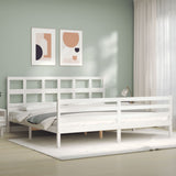 Bed Frame without Mattress White 200x200 cm Solid Wood 3194852