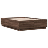 Bed Frame with LED without Mattress Brown Oak 135x190 cm Double 3209652
