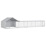 Chicken Coop with Roof and Yard 2 pcs Silver 700 x 200 x 150 cm 3434659