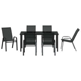 Garden Dining Set 7 pcs Black Powder-coated Steel 3379118