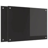 Kitchen Backsplash 2 pcs Black 70 x 50 cm Tempered Glass 3415543