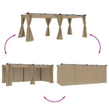 Gazebo with Curtains Taupe 6x3 m Steel 4003922