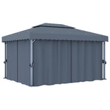 Gazebo with Curtain&LED String Lights 4x3 m Anthracite 3070355