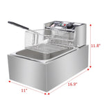 ZNTS EH81 2500W 220-240V 6.3QT/6L Stainless Steel Single Cylinder Electric Fryer UK Plug 56252372