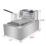 ZNTS EH81 2500W 220-240V 6.3QT/6L Stainless Steel Single Cylinder Electric Fryer UK Plug 56252372