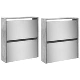 Shoe Cabinet with Mirror 4-Layer Concrete Grey 63x17x134 cm 3228275