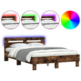 Bed Frame with LED without Mattress Smoked Oak 120x200 cm 3207557