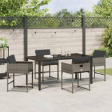 Garden Dining Set with Cushion 5 pcs Grey Poly Rattan 3380014