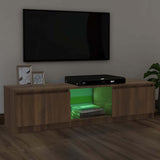 TV Cabinet with LED Lights Brown Oak 120x30x36 cm 815710