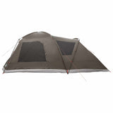 Cabin Tent with Roof Brown grey 12-Person Polyester and Steel 42029009
