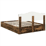Storage Bed with Drawer Smoked Oak 140 x 190 cm Engineered Wood 3413100