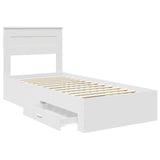 Bed Frame with Headboard White 90 x 200 cm Engineered Wood 3410035