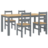 ZNTS 5 Piece Dining Set Panama Grey Solid Wood Pine 3345189