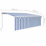 Manual Awning with Solar LED 4.5 x 3 m Blue and White Stripe 3069321