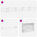 Dog Gate with Door Foldable 10 Panels White 800 cm Poplar Wood 3155731