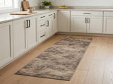 Kitchen Rug Brown Concrete 300 x 60 cm 100% Polyamide Washable 42045706