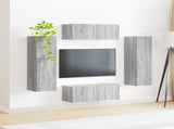 TV Cabinet Set Wall-mounted 4 pcs Grey Sonoma Engineered Wood 3409039