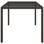 Garden Table 150x90x75 cm Tempered Glass and Poly Rattan Brown 316704