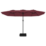 Double-Head Garden Parasol with LEDs Bordeaux Red 449x265 cm 362957