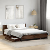 Bed Frame with Drawers without Mattress Brown Oak 150x200 cm King Size 3279931