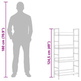 4-Layer Book Shelf Oak 60x27.6x124.5 cm Engineered Wood 288225