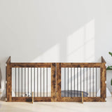 Dog Gate with Stands 4 pcs Smoked Oak 100 x 80 cm 892063