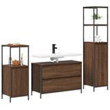 ZNTS 3 Piece Bathroom Furniture Set Brown Oak Engineered Wood 3328363