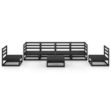 7 Piece Garden Lounge Set Black Solid Pinewood 3075408