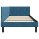Corner Bed Frame with Headboard Blue 90 x 190 cm Velvet 42016337
