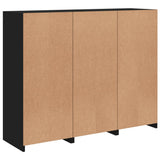 Sideboard Set of 3 Black Engineered wood, Glass Sideboard 3209101
