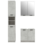 ZNTS 3 Piece Bathroom Cabinet Set Concrete Grey Engineered Wood 3115879