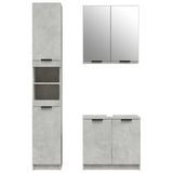 ZNTS 3 Piece Bathroom Cabinet Set Concrete Grey Engineered Wood 3115879