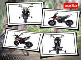 12V Aprilia Licensed Kids Motorbike with Training Wheels, Spring Suspension, LED Headlight, USB, T3398P348446