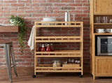 Kitchen Trolley with Wheels Natural 60 x 18 x 97 cm Bamboo 42028298