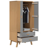 Wardrobe OLDEN Grey and Brown 76.5x53x172 cm Solid Wood Pine 358595