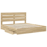 Storage Bed with Drawer Sonoma Oak 200 x 200 cm Engineered Wood 3411874
