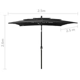 3-Tier Garden Parasol with Aluminium Pole Black 2.5x2.5 m 313842