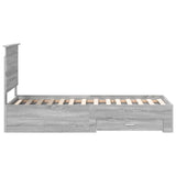 Bed Frame Grey Sonoma and Silver 70 x 190 cm Engineered Wood 3411373