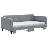 Daybed with Trundle and Mattresses Light Grey 90x190 cm Fabric 3196887