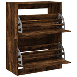Shoe Cabinet with 2 Flip-Drawers Smoked Oak 80x42x108 cm 3214403