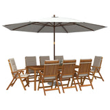 9-Piece Garden Dining Set Natural Solid Acacia Wood 3434584