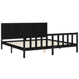 Bed Frame without Mattress Black 200x200 cm Solid Wood Pine 3192645
