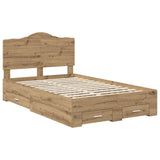 Bed Frame with Drawer Artisan Oak 135 x 190 cm Engineered Wood 3413620